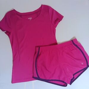 Girls' Pink Athletic Shirt And Shorts 2-Piece Set Size M 7/8